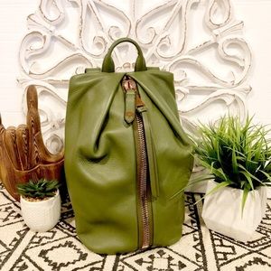 NWOT All Leather Gorgeous Green Back Pack Bag